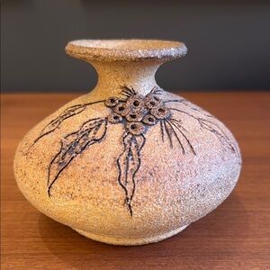 Artistic Textured Vase with Floral Design